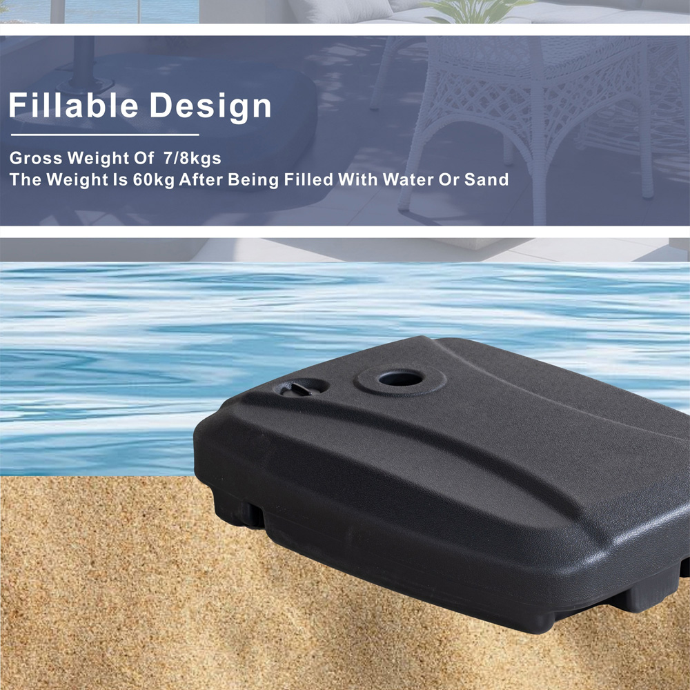 Direct Wicker Black Water and Sand Filled Parasol Base 60kg Image 6