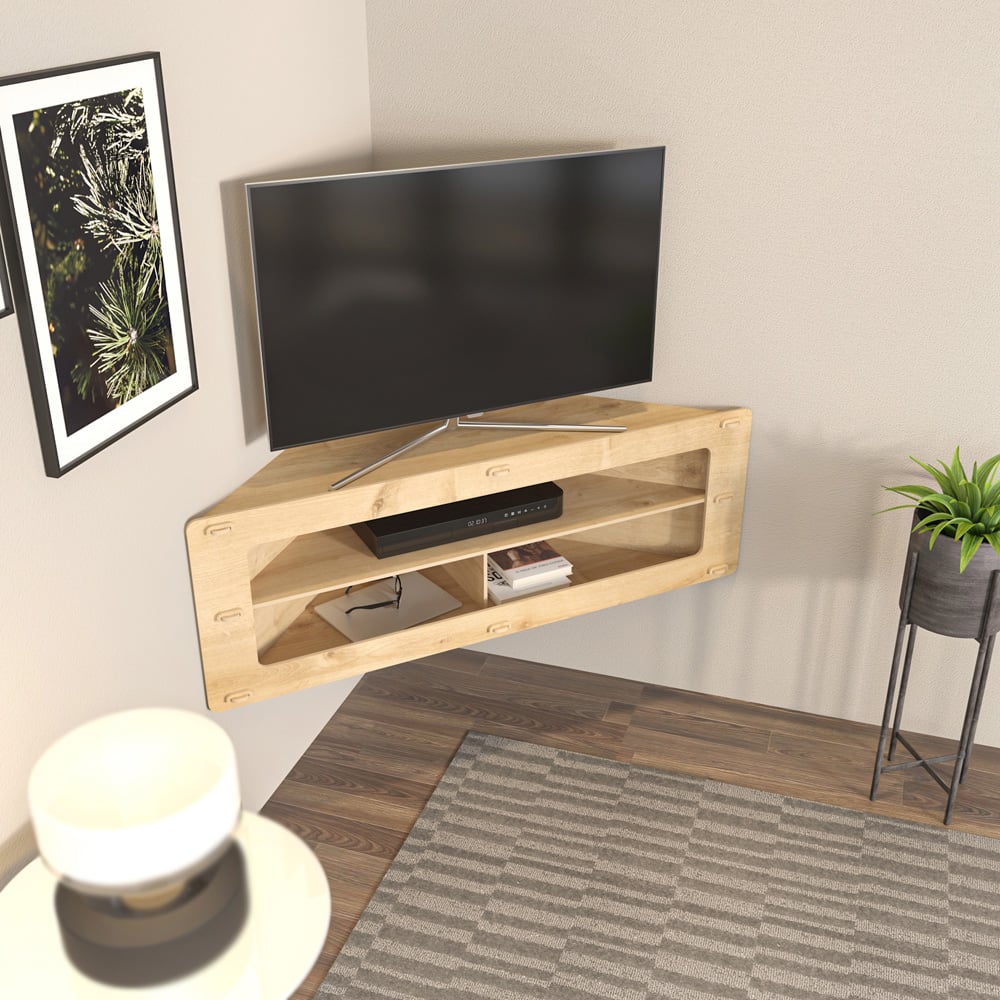 Decorotika Sala 3 Shelf Corner Floating MDF TV Unit Image 6