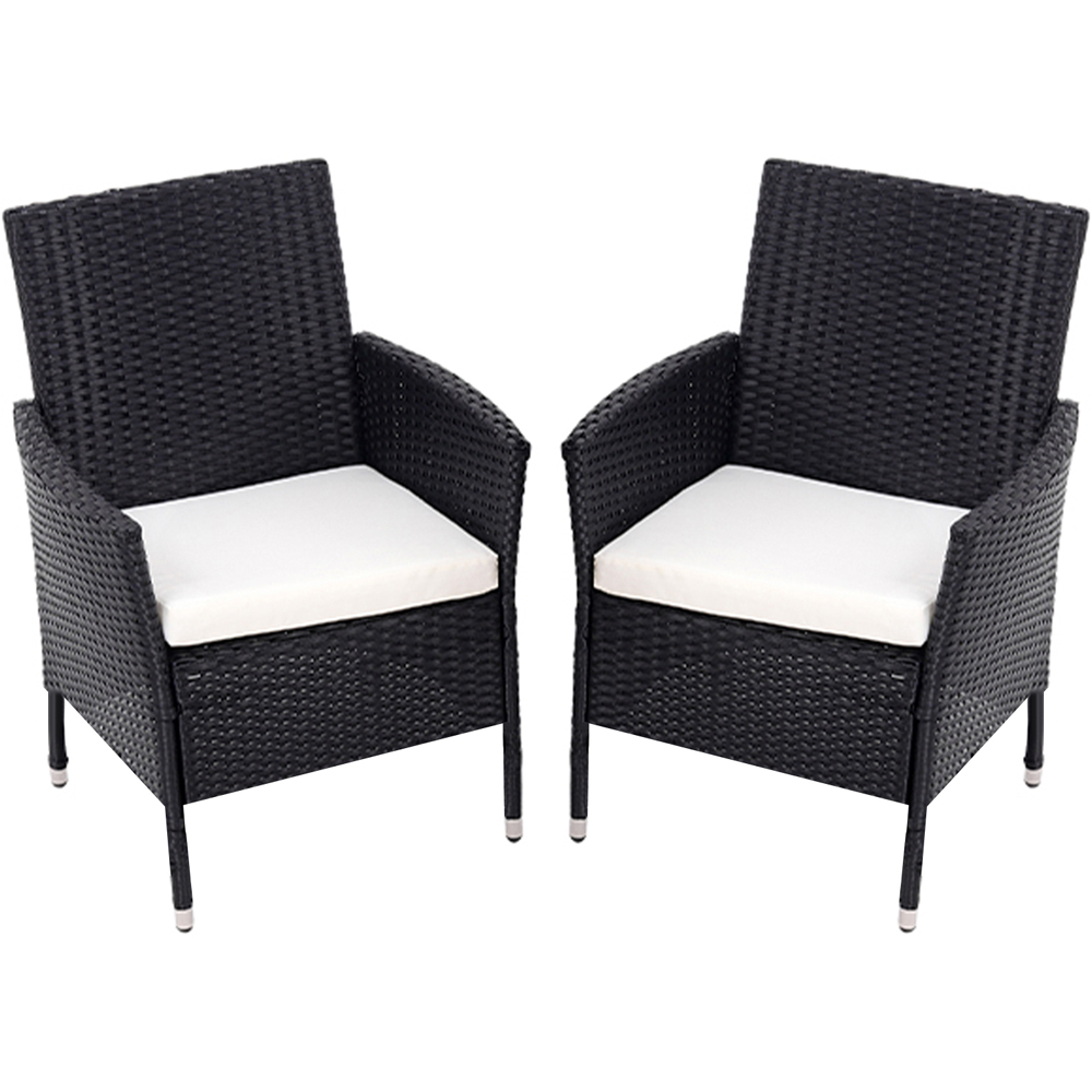 Living and Home Set of 4 Rattan Chair with Cushioned Seat Image 4