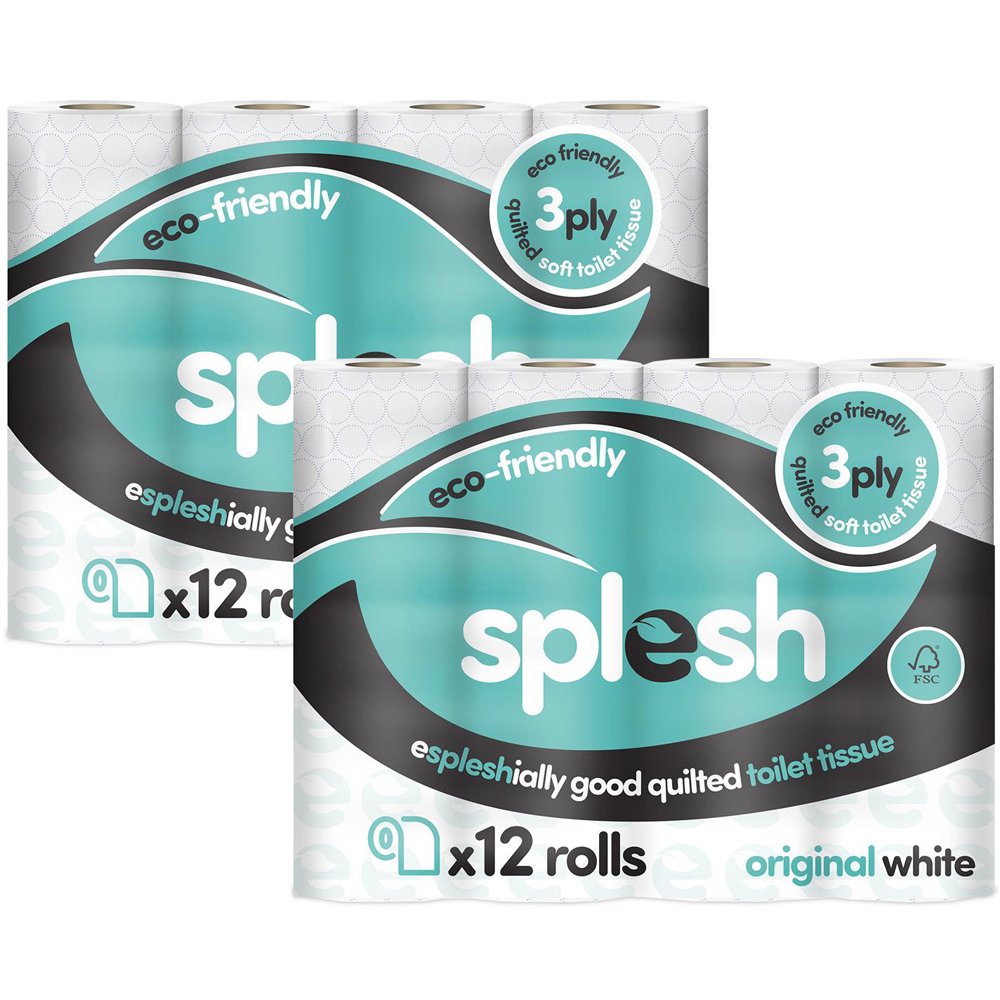 Splesh Quilted Luxury White Soft Toilet Tissue 24 Rolls 3 Ply Image 2