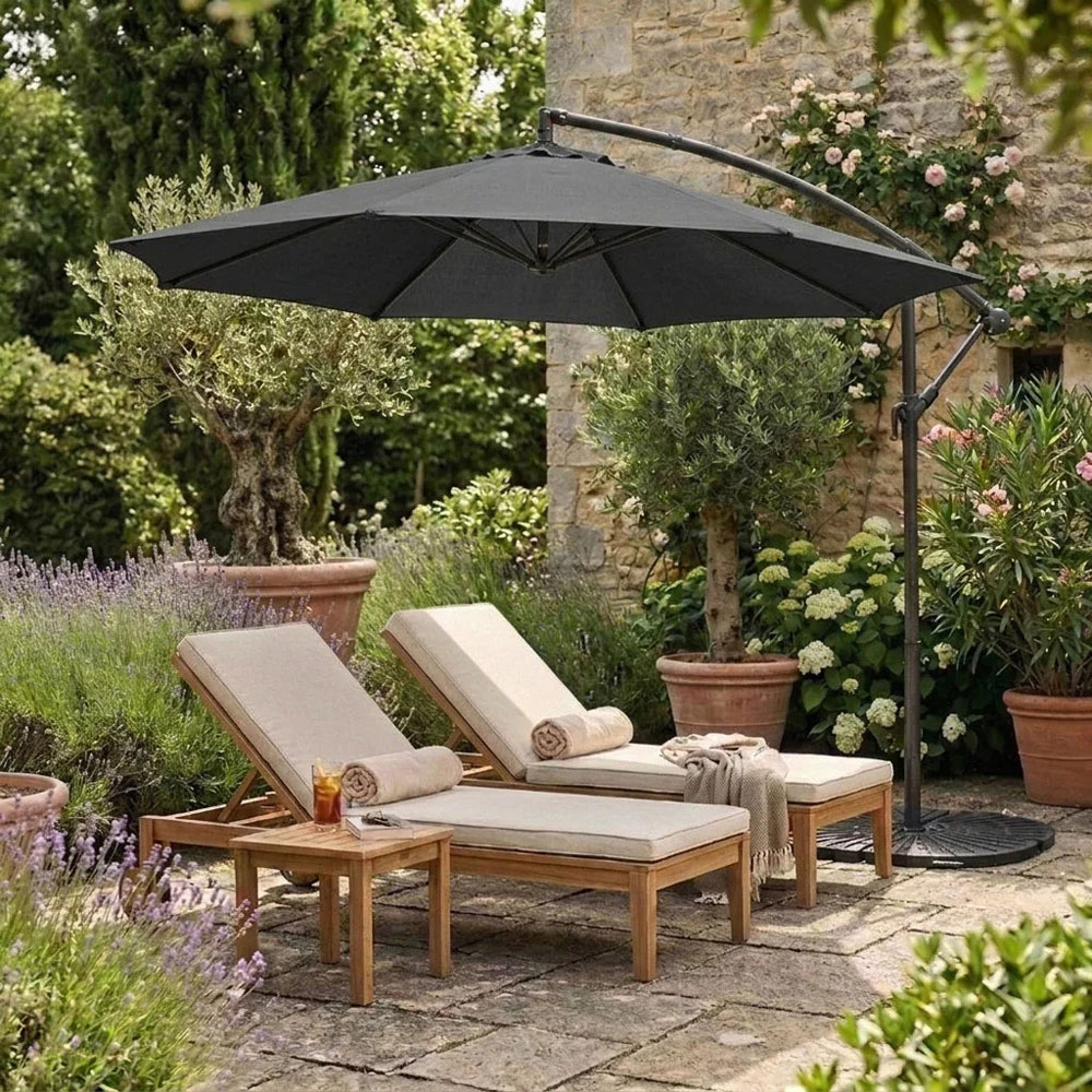 MonsterShop Grey Cantilever Parasol with Full Fan Base 3m Image 2