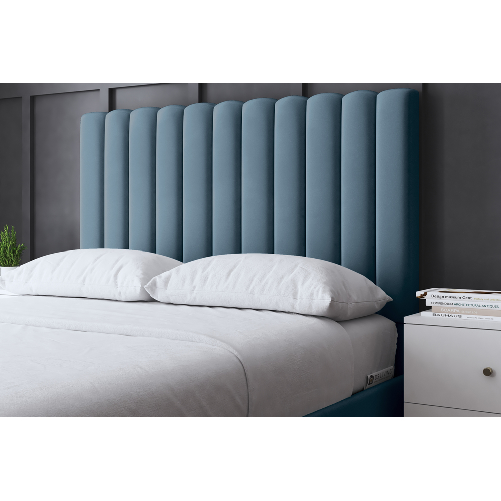 DS Living Evangeline Small Double Blue Upholstered Ottoman Bed with Headboard Image 3