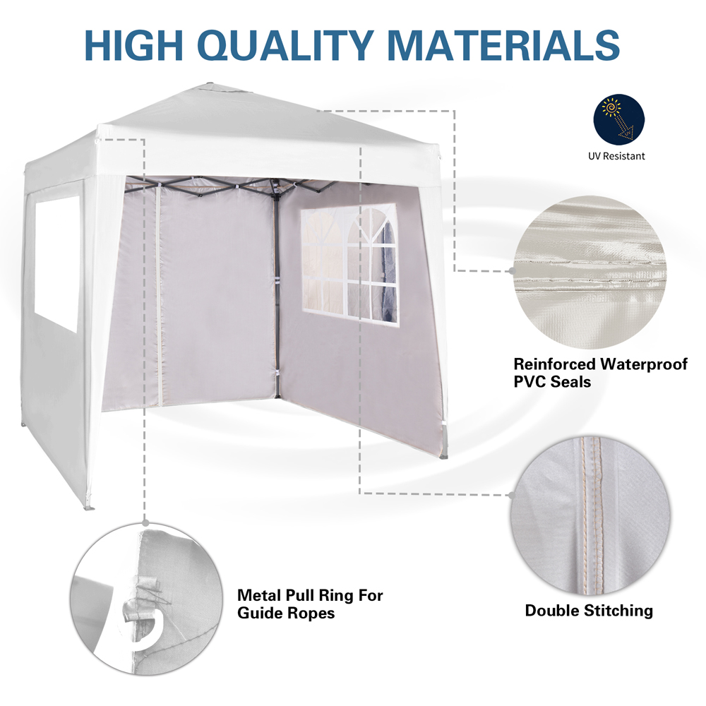 White Pop Up Outdoor Canopy Tent with Removable Sidewalls 2 x 2m Image 7