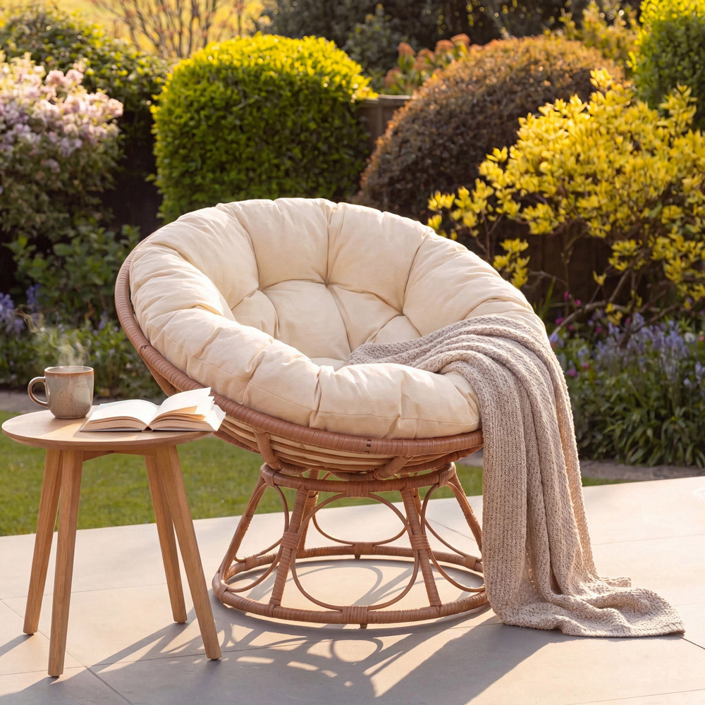 Artemis Home Amara Cream Swivel Papasan Chair with Cushion Image 2