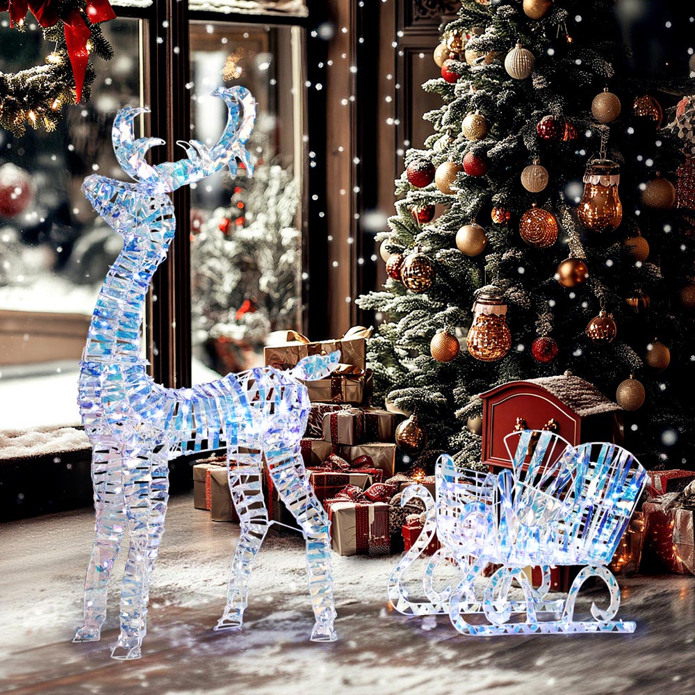 Everglow 170 Warm White LED Reindeer with Sleigh Christmas Decoration Image 5