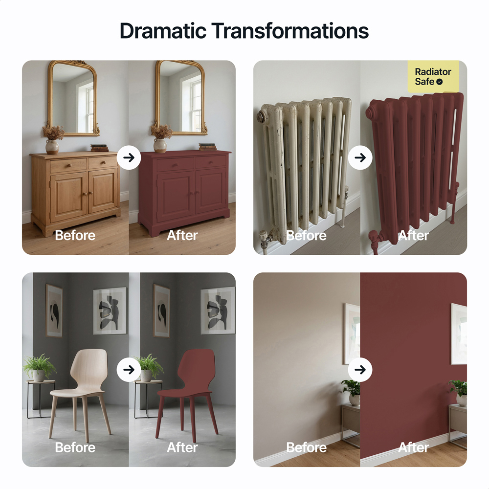 Hemway Mulberry Red Furniture and Walls Matt Chalk Paint 1L Image 5