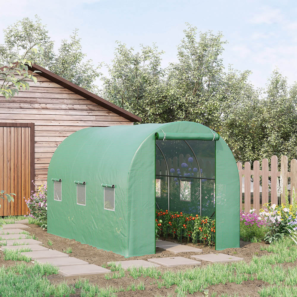 Outsunny Green PE 6.5 x 11.5ft Walk In Polytunnel Greenhouse Image 2