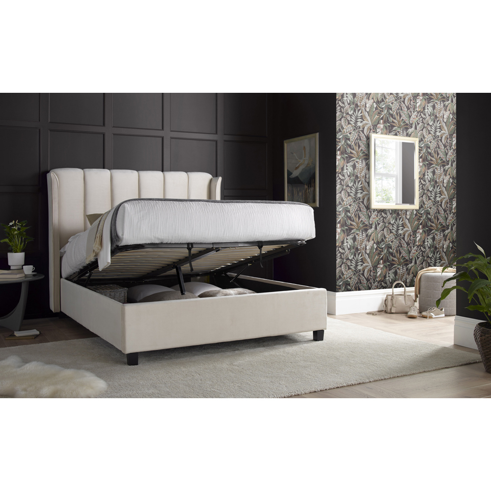 Aurora King Size Warmstone Velvet Ottoman Bed Image 2