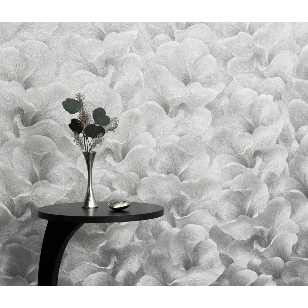 Erismann Floral Glow Silver Vinyl Wallpaper Image 6