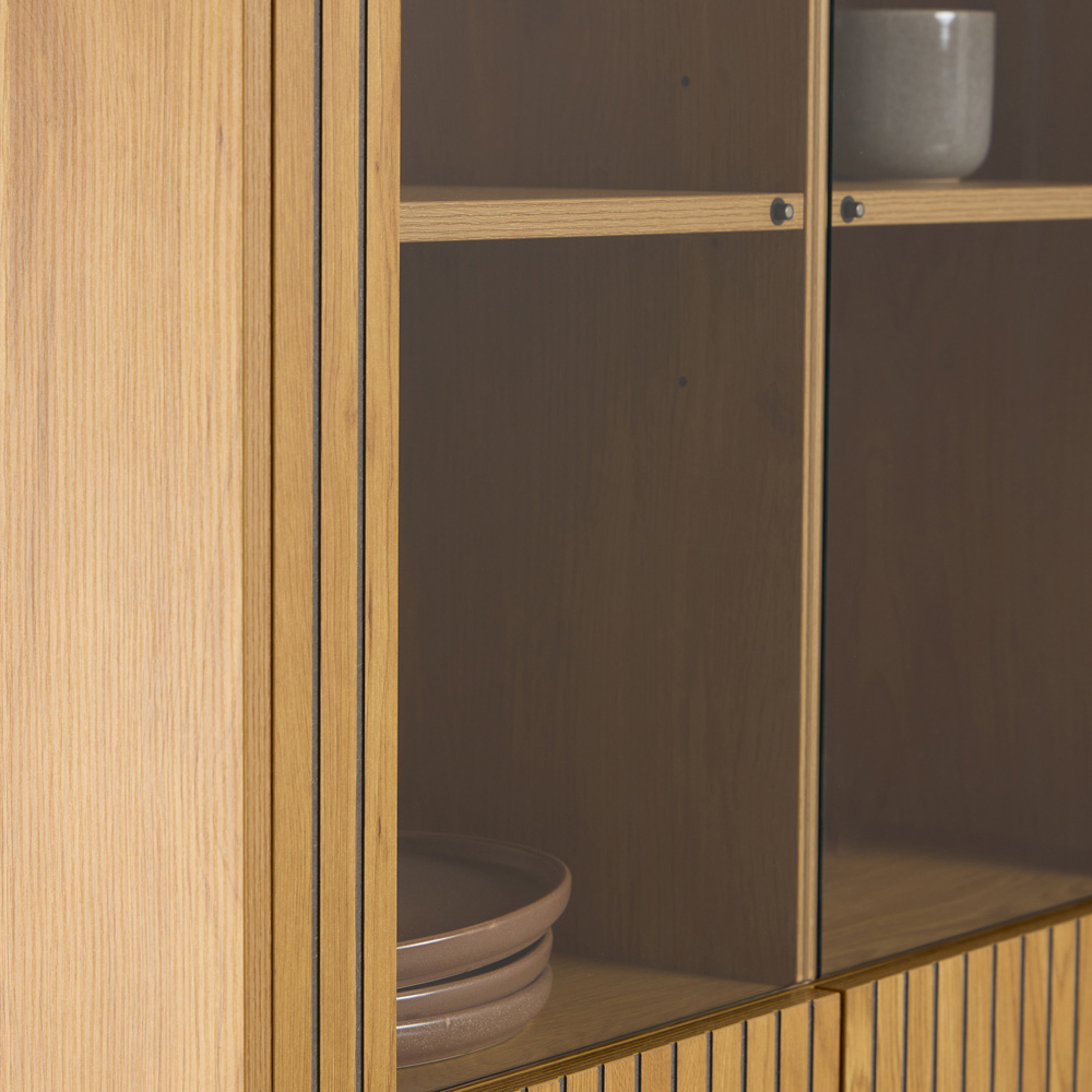 Florence Jaipur 4 Door 2 Oak Glass Cabinet Image 7
