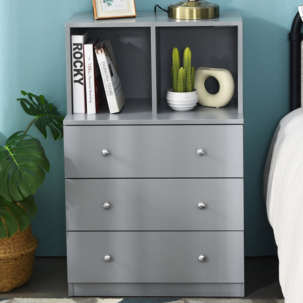 Costway 3 Drawer 2 Shelf Grey Dresser Image 1