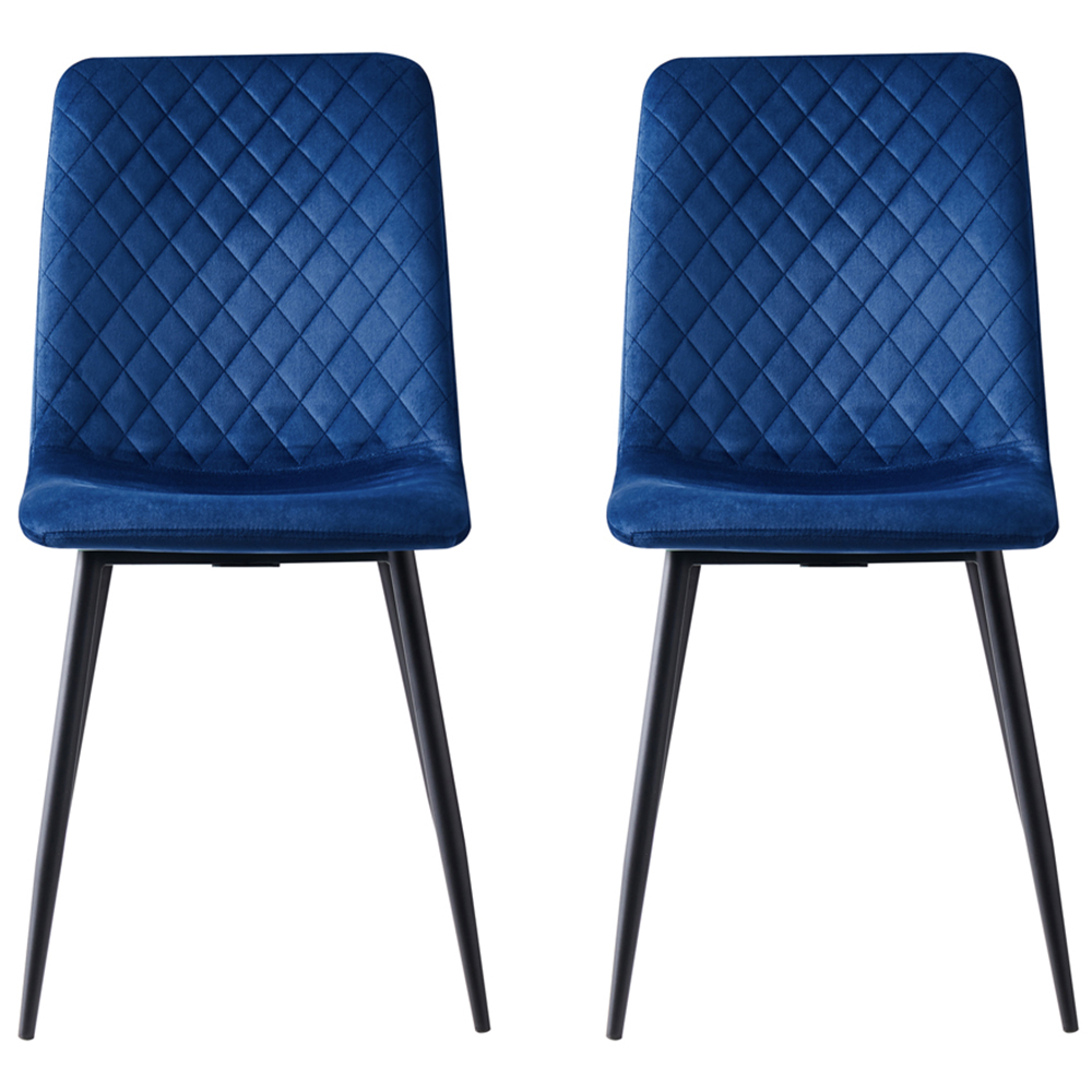 Lexi Set of 2 Blue Velvet Fabric Dining Chairs Image 3