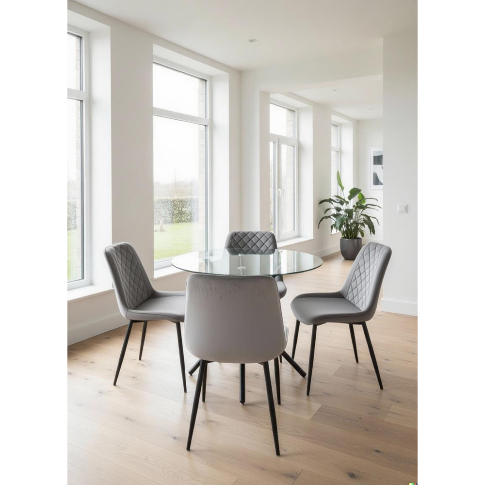 Indoor Living New York Amelia 4 Seater Round Dining Set Grey Image 8