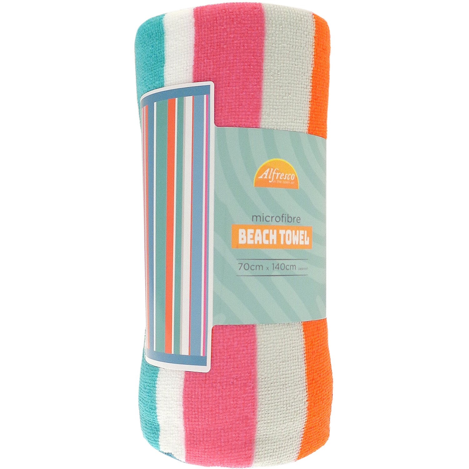 Microfibre Striped Beach Towel - Multicolour Image 3