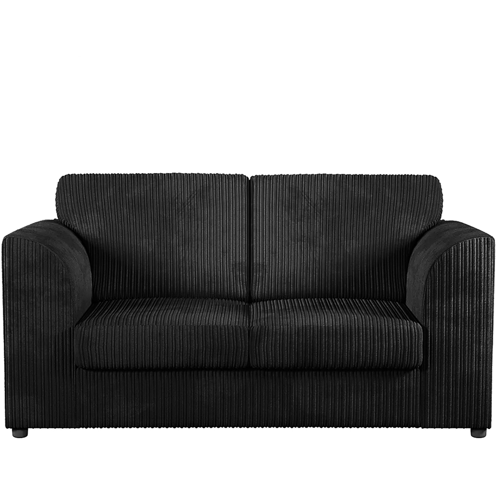 Luxor 4 Seater Black Jumbo Cord Full Back Sofa Suite Image 3