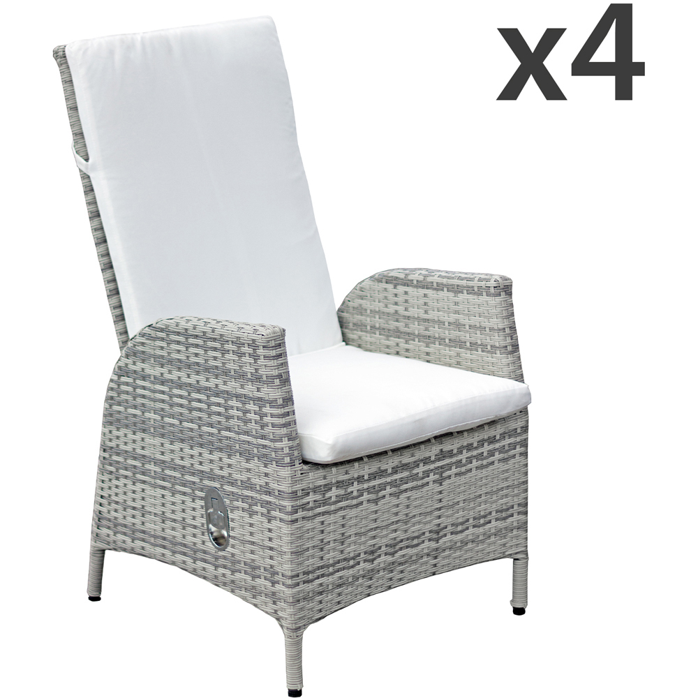 Oseasons Lisbon Set of 4 Mixed Grey Rattan Reclining Dining Chairs Image 3