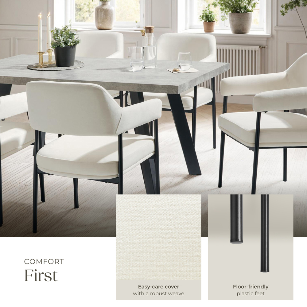 tectake Doe Set of 4 Grey Woven Fabric Armchair Image 4