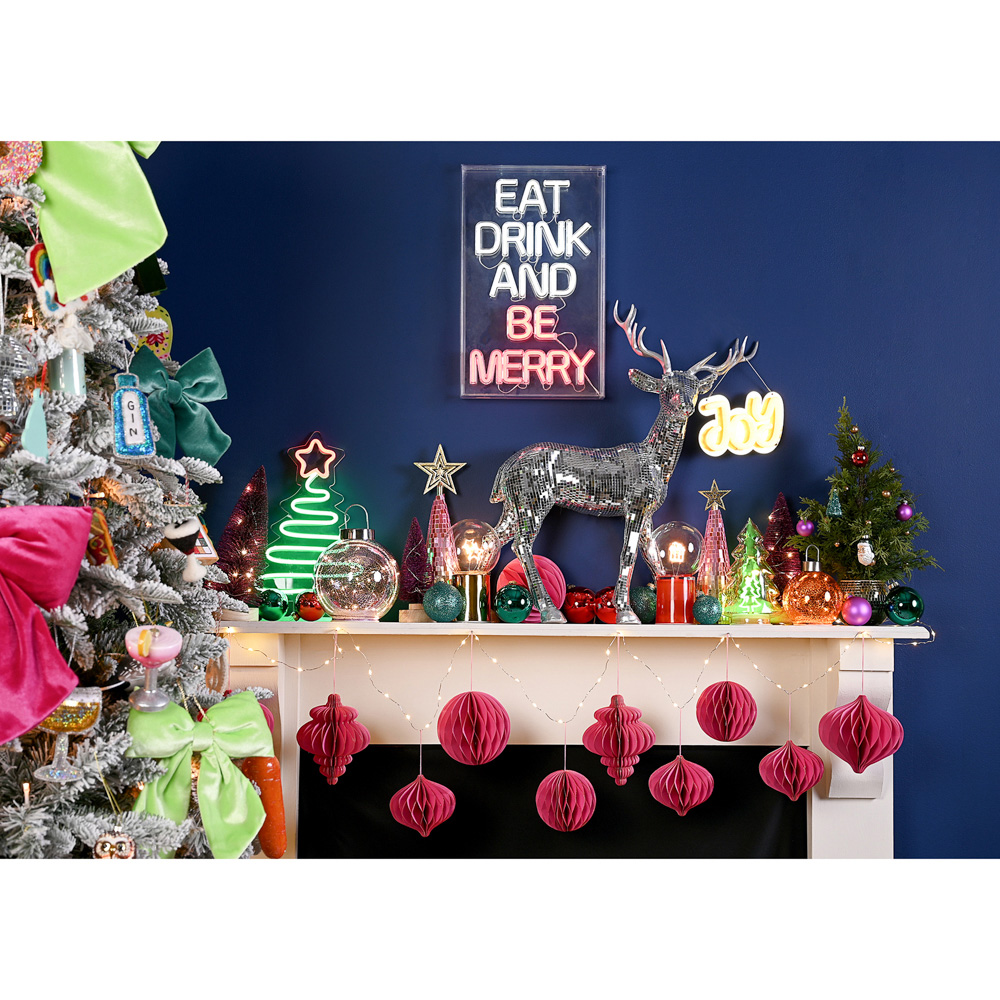 The Seasonal Gift Co Hot Pink Paper Bauble with Gold Edge 3 Pack Image 5