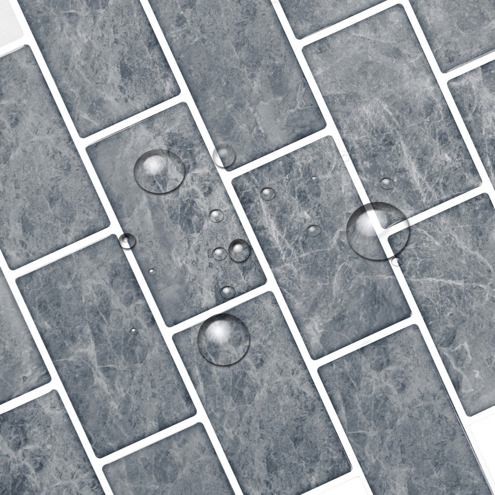 Living and Home Marble Grey Peel and Stick Wall Tile Sticker 10 Pack Image 6