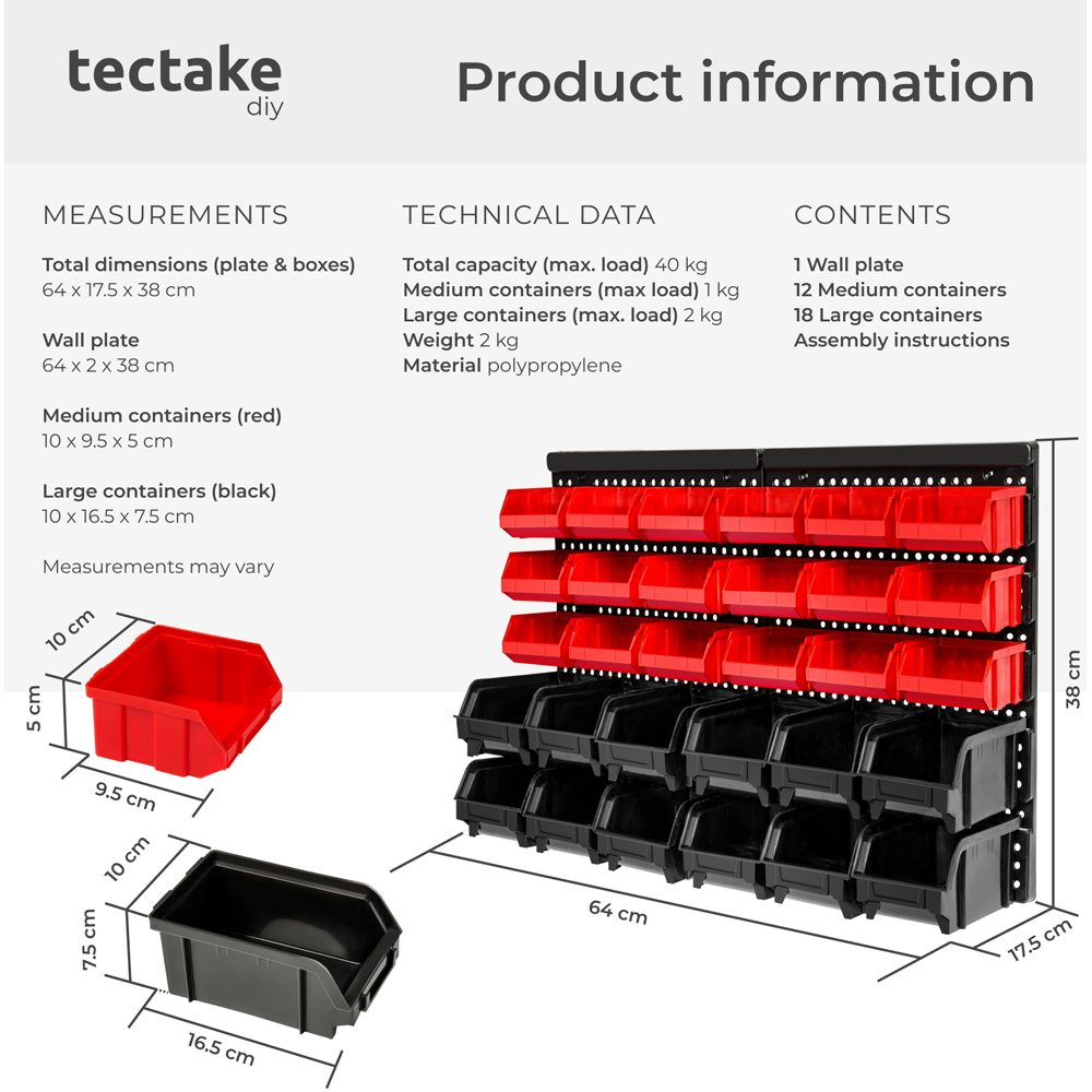 tectake 30 Shelf Wall Mounted Storage Organiser Image 8