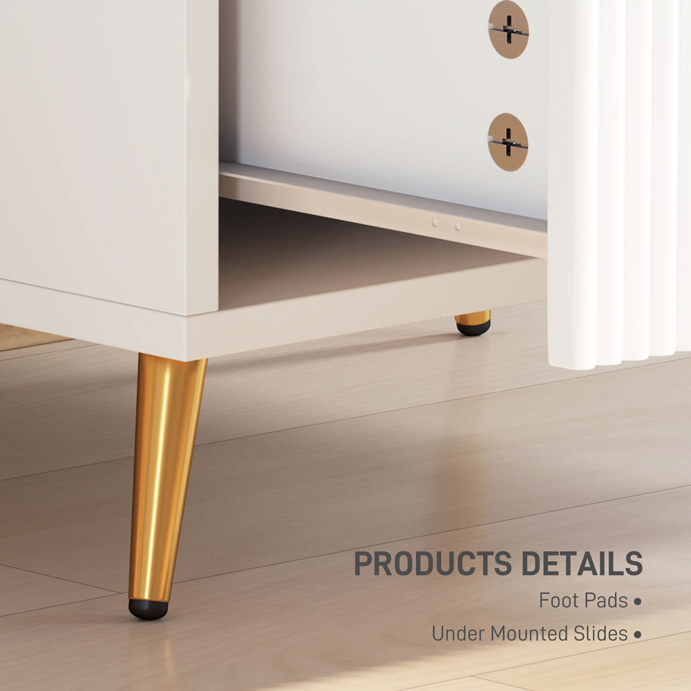 Portland 2 Drawer White and Gold Bedside Table Image 6