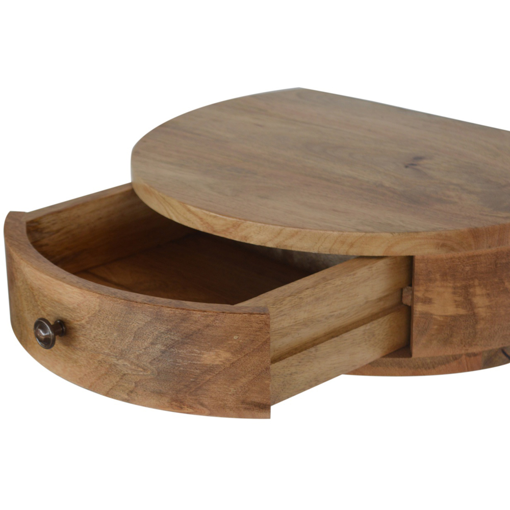 Artisan Furniture Oak-ish Single Drawer Solid Wood Wall-Mounted Rounded Bedside Table Image 7
