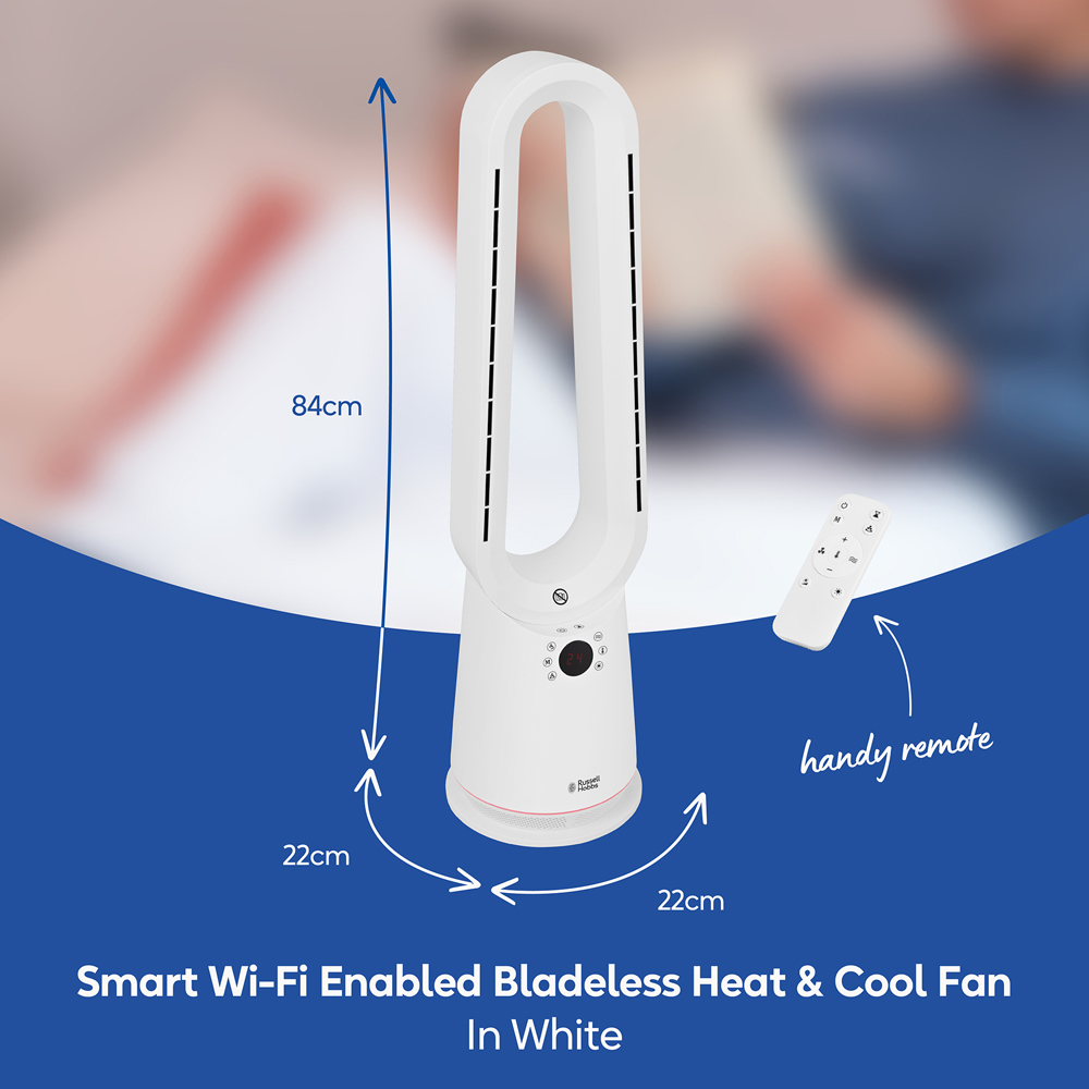 Russell Hobbs RHBHC2030W-SMT White Smart Bladeless Heater and Cooler with Remote 2000W Image 9