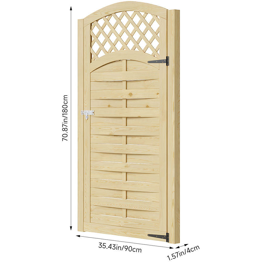 Living and Home Lattice Top Wooden Garden Gate with Door Latch 70.8 x 35.4 inch Image 8