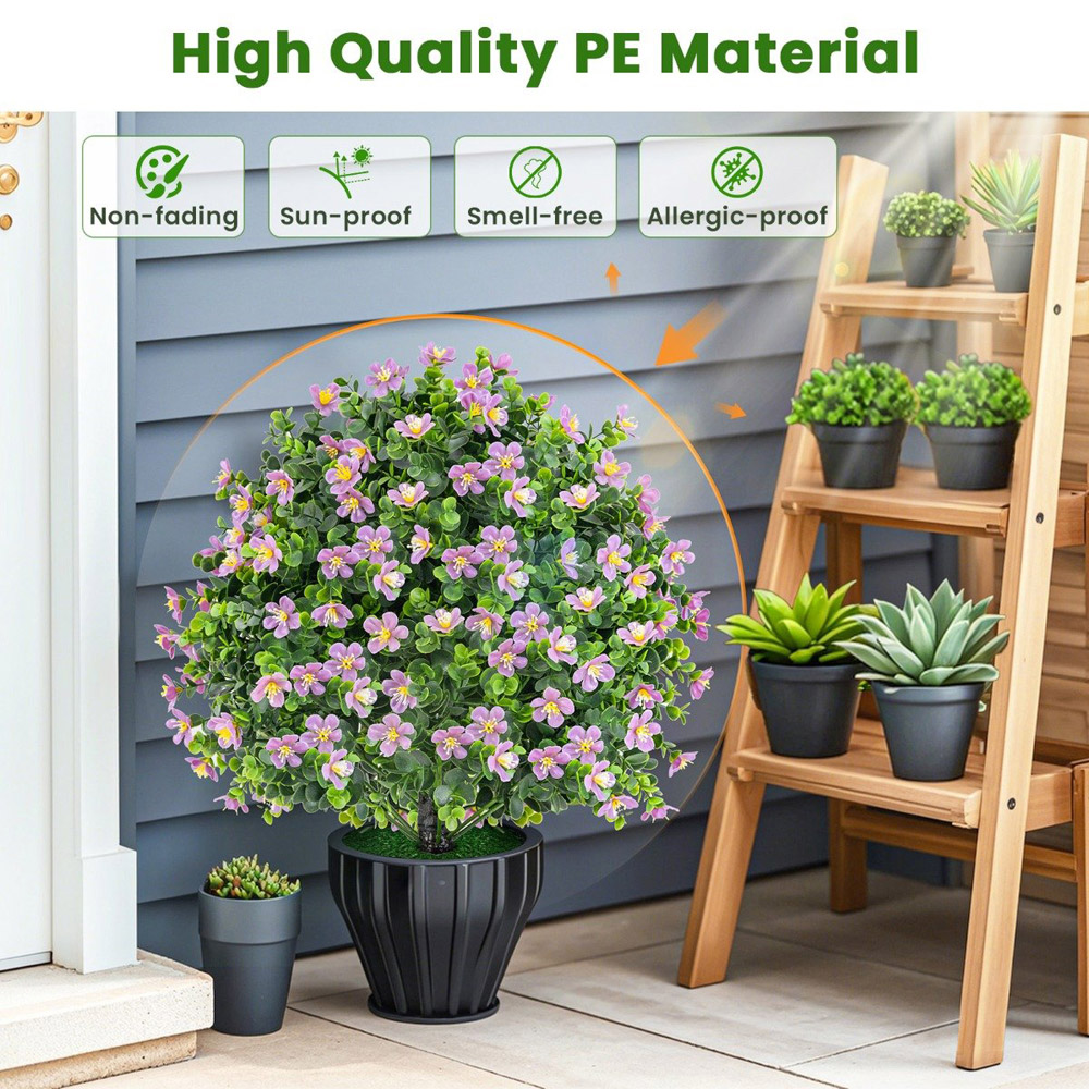 Costway Purple Artificial Boxwood Topiary Ball Tree 2 Pack Image 5