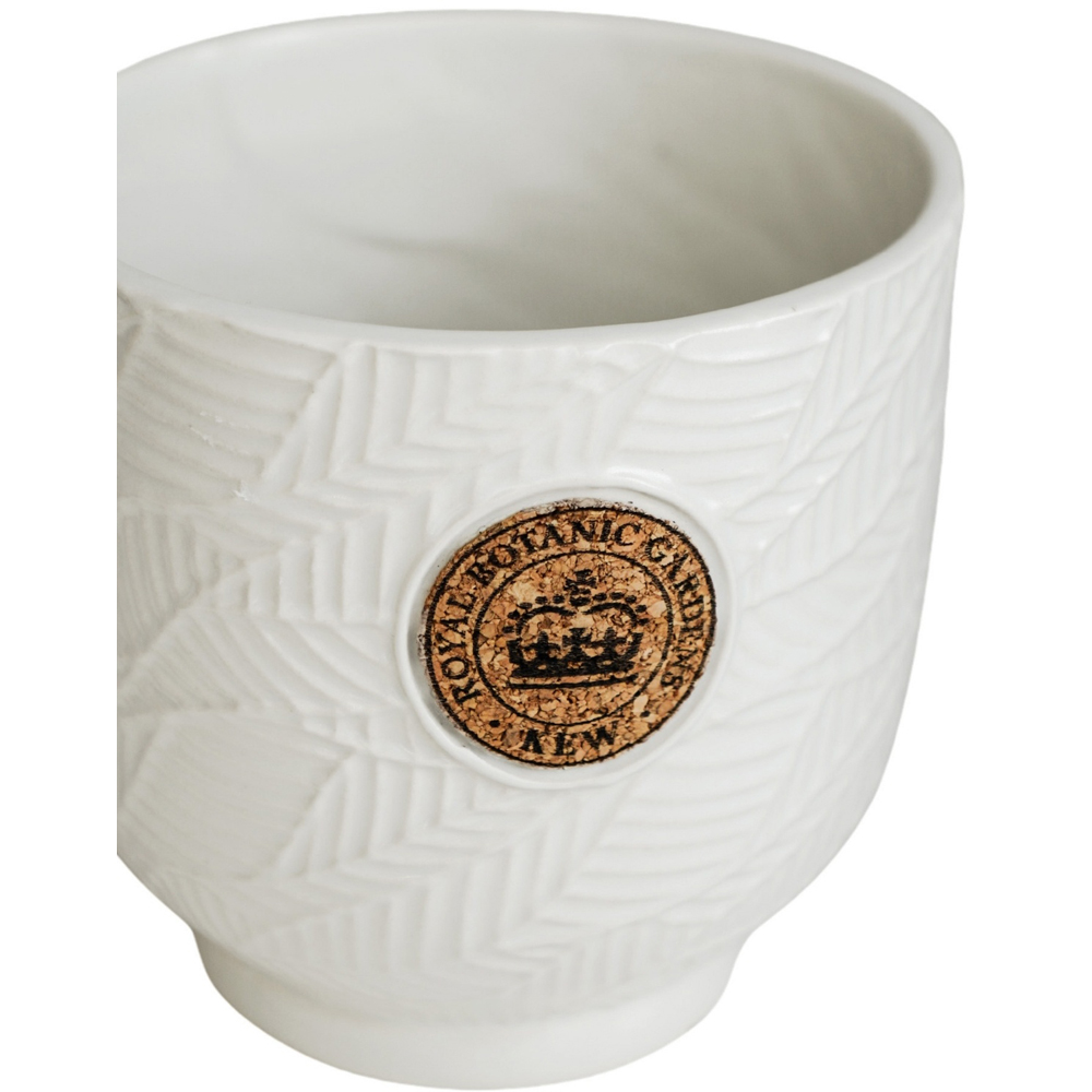Ivyline Kew Ivory Leaf Embossed Cork Reactive Glaze Indoor Planter 23cm Image 3