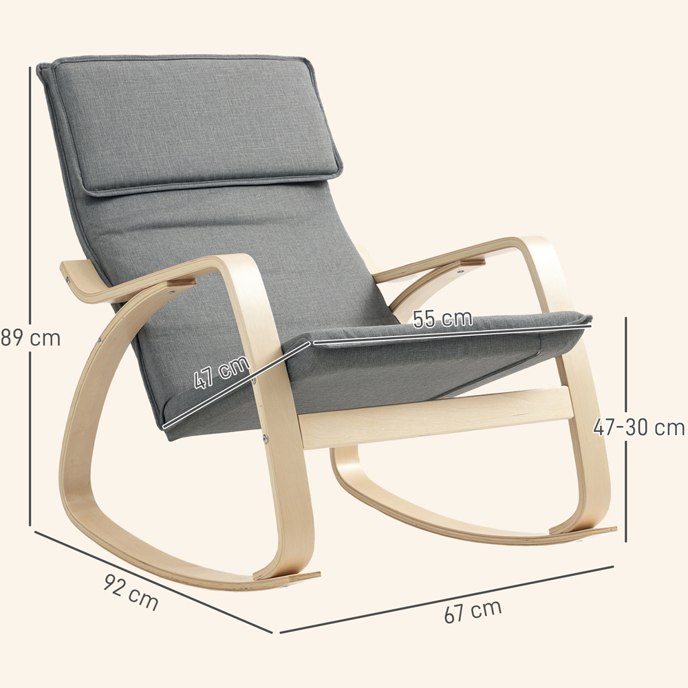 Portland Grey Rocking Chair with High Back Image 9
