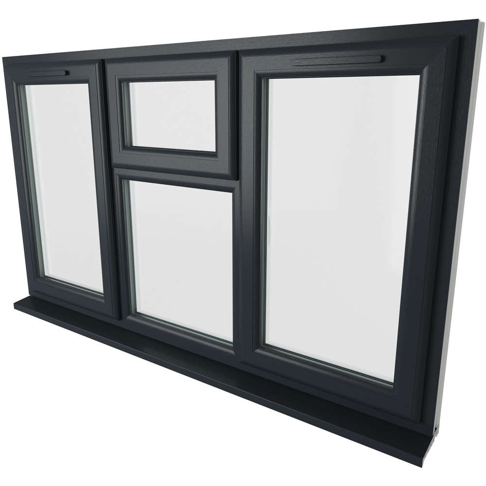 Crystal uPVC Triple Glazed Window LH & RH Side Hung & Top Centre Grey White Clear Glass 1770x1040mm Image 9