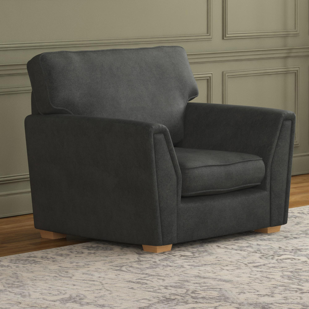 Wendleberry Steel Plush Velvet Fixed Back Armchair Image 5