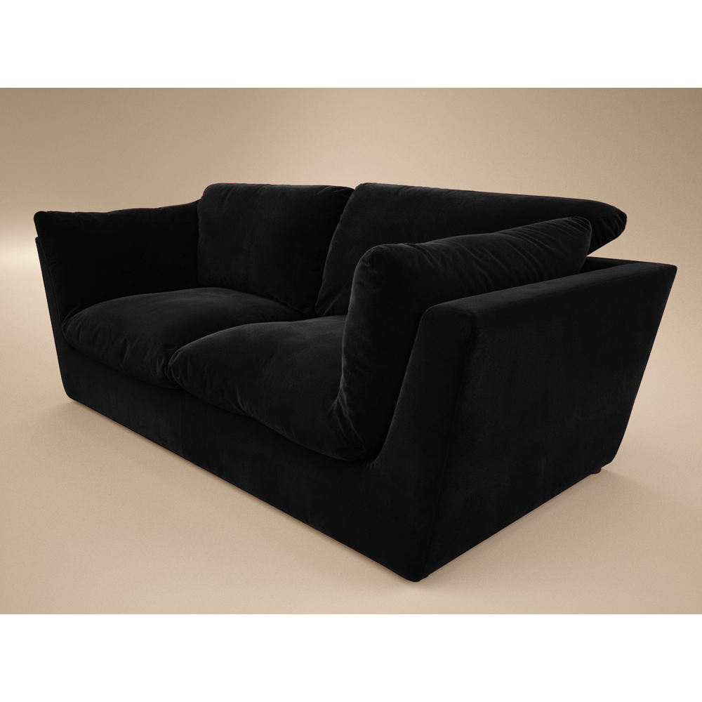 SOLACE+CO Orson 3 Seater Black Velvet Sofa Image 3