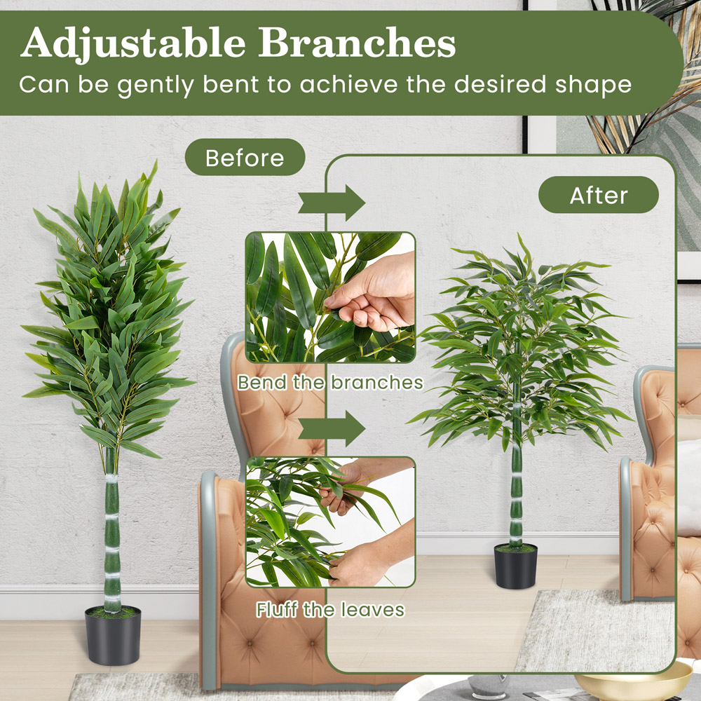 Costway Artificial Bamboo Tree in Plastic Nursery Pot 125cm 2 Pack Image 6