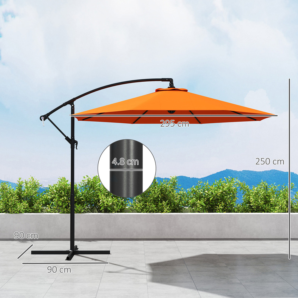 Outsunny Orange Banana Crank and Tilt Cantilever Parasol 3m Image 9