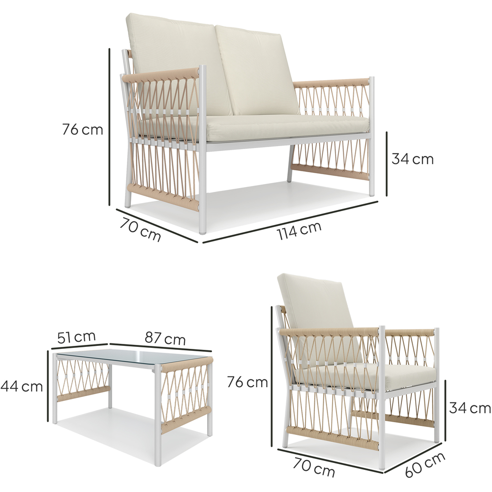 Outsunny 4 Seater Khaki Rattan Garden Sofa Set with Glass Top Table Image 9