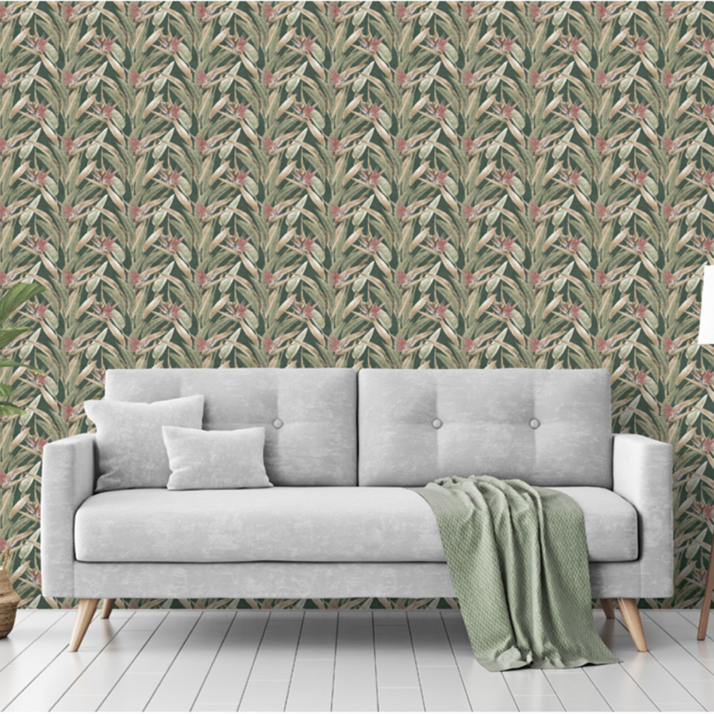 Arthouse Soft Jungle Vines Deep Green Wallpaper Image 3