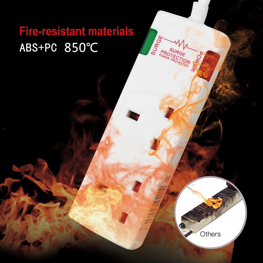 ExtraStar White 13A 5m 2 Socket Surge Protected Extension Lead Image 3