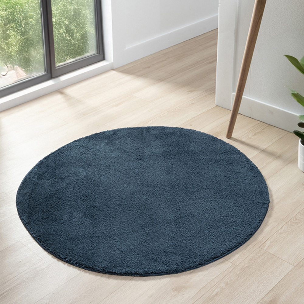 Desire Rugs Comfy Navy Anti Slip Felt Backing Round Rug 100cm Image 2