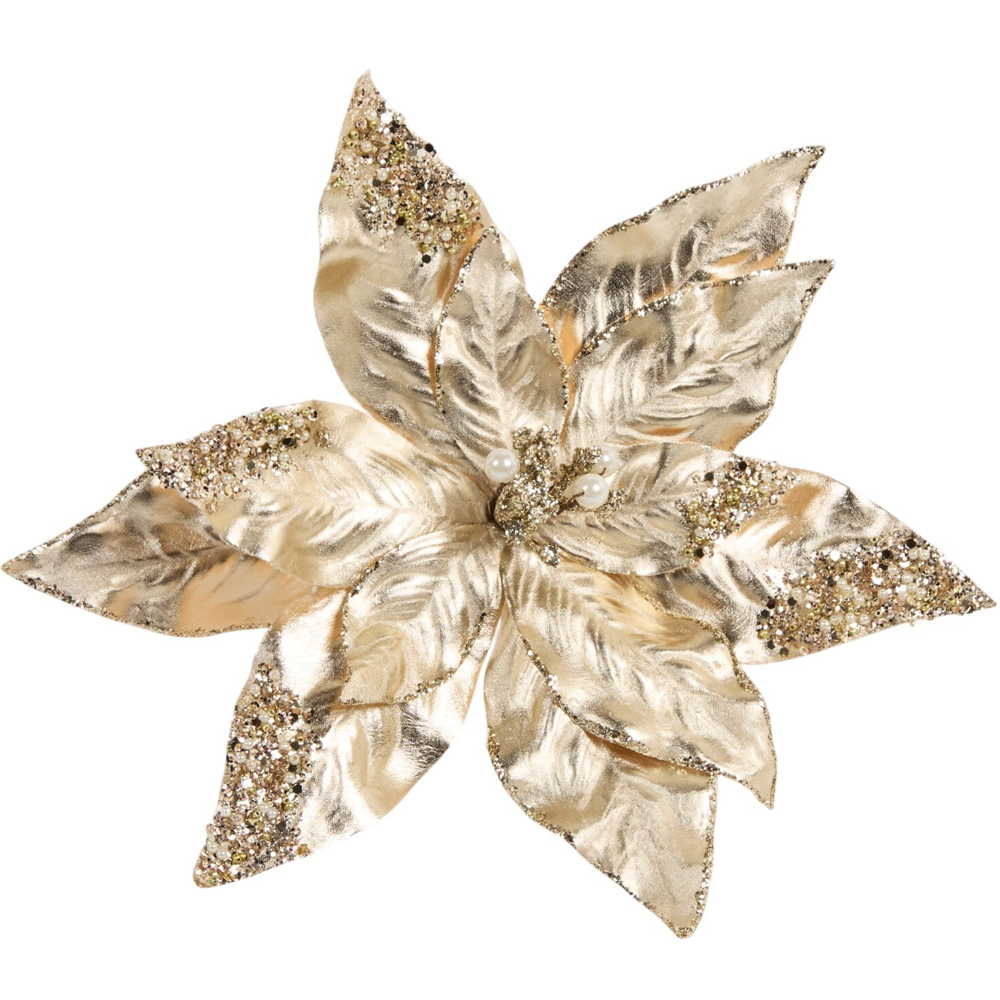 Metallic Poinsettia Flower Clip Image 8
