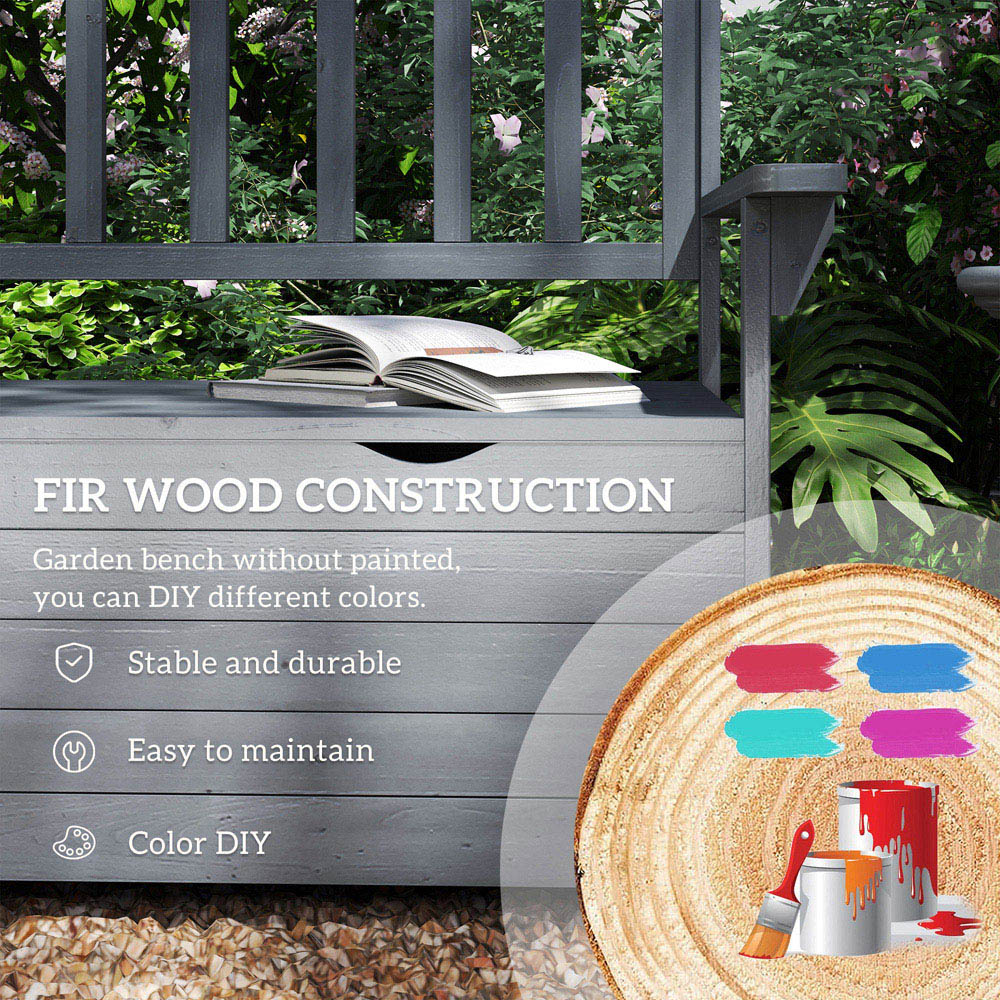 Outsunny 2 Seater Dark Grey Garden Storage Bench Image 7