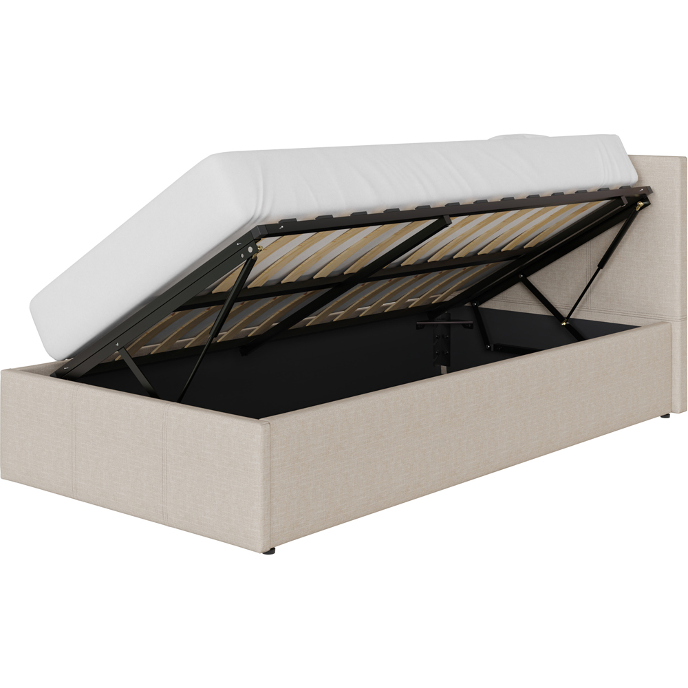 GFW Single Natural Hopsack Fabric Side Lift Ottoman Bed with Bonnell Mattress Image 4