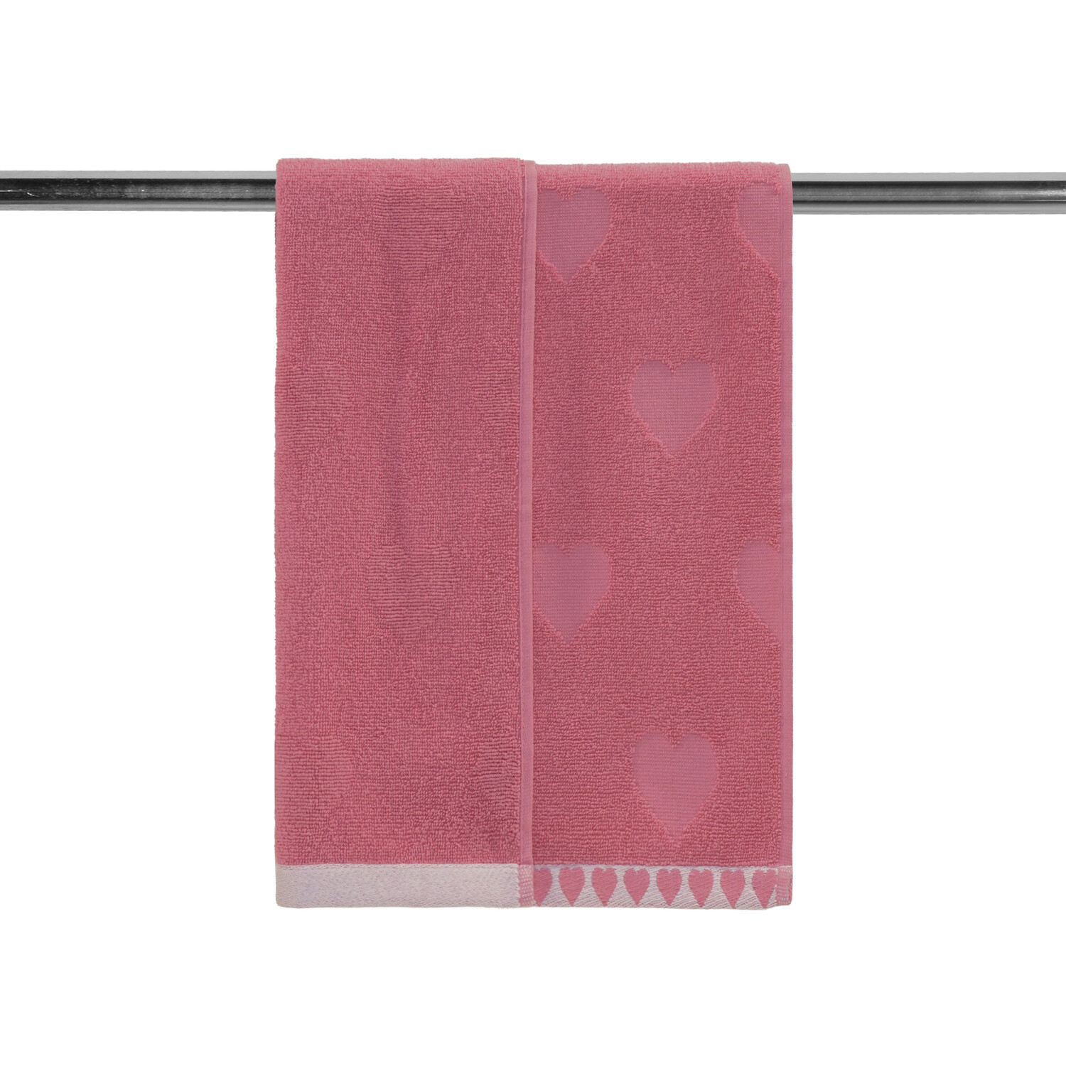 Heart Embossed Towel Pink 85cm Image 2