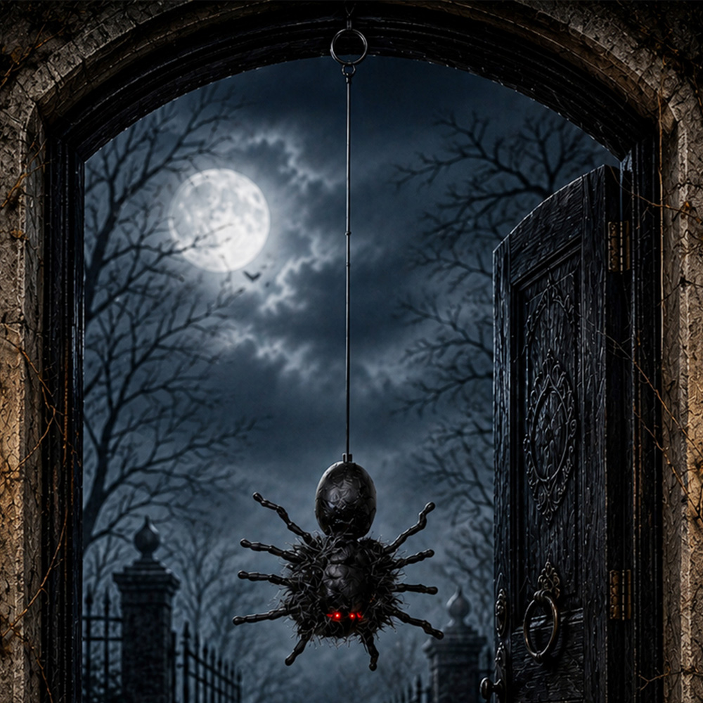 Samuel Alexander Ash Dropping Dangling Animatronic Spider Halloween Decoration 2ft Image 2