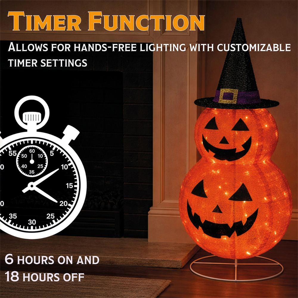 FXLab 45 Warm White LED Foldable Pumpkin Halloween Decoration 80cm Image 2