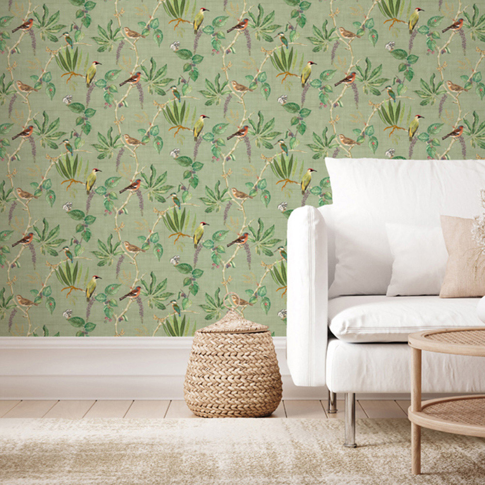 Esselle Home Hill Top Garden Sage Green Wallpaper Image 3