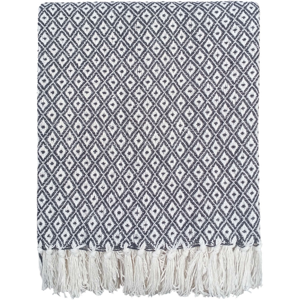 Rapport Home Grey Eden Recycled Cotton Geometric Throw 254 x 254cm Image 1