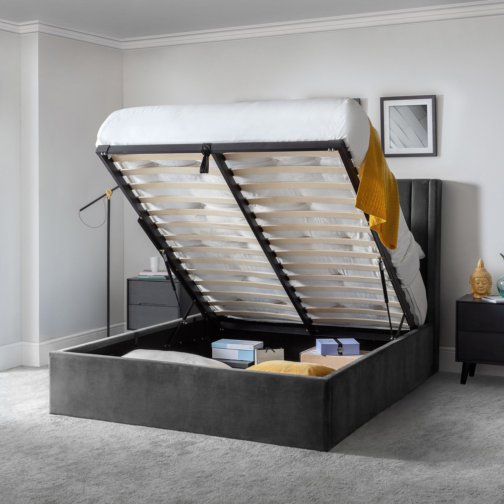 Julian Bowen Langham King Size Grey Storage Ottoman Bed Image 9