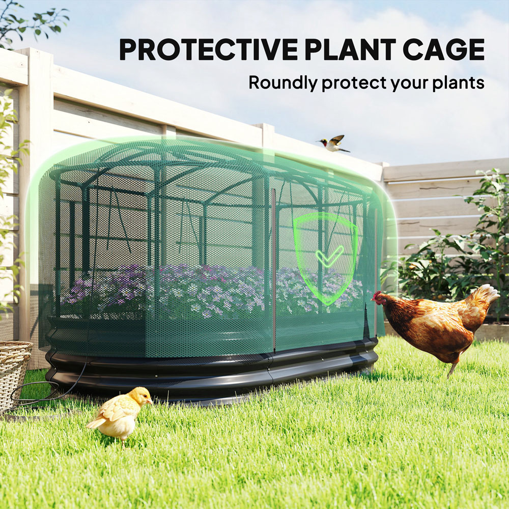 Outsunny Grey Self Watering Oval Raised Garden Bed with Mesh Cover 180 x 90 x 93cm Image 8